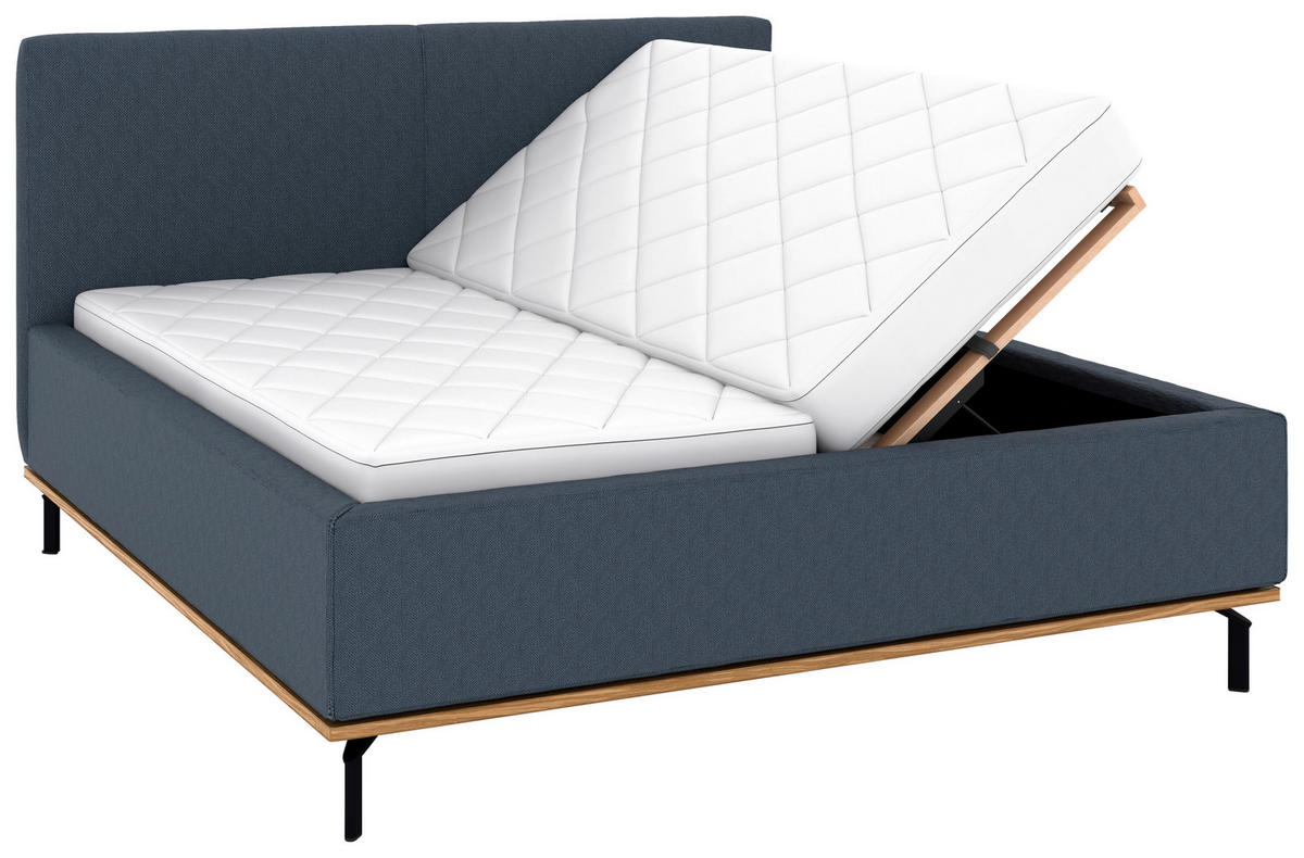 POLSTERBETT Matratze, Lattenrost, Bettkasten 180/200 cm  in Dunkelblau  - Graphitfarben/Weiß, Design, Holz/Textil (180/200cm) - Musterring