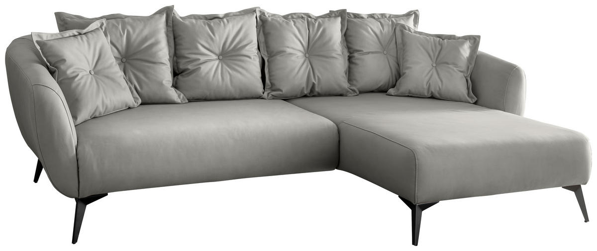 ECKSOFA in Lederlook Grau  - Schwarz/Grau, Modern, Textil/Metall (277/162cm) - Livetastic