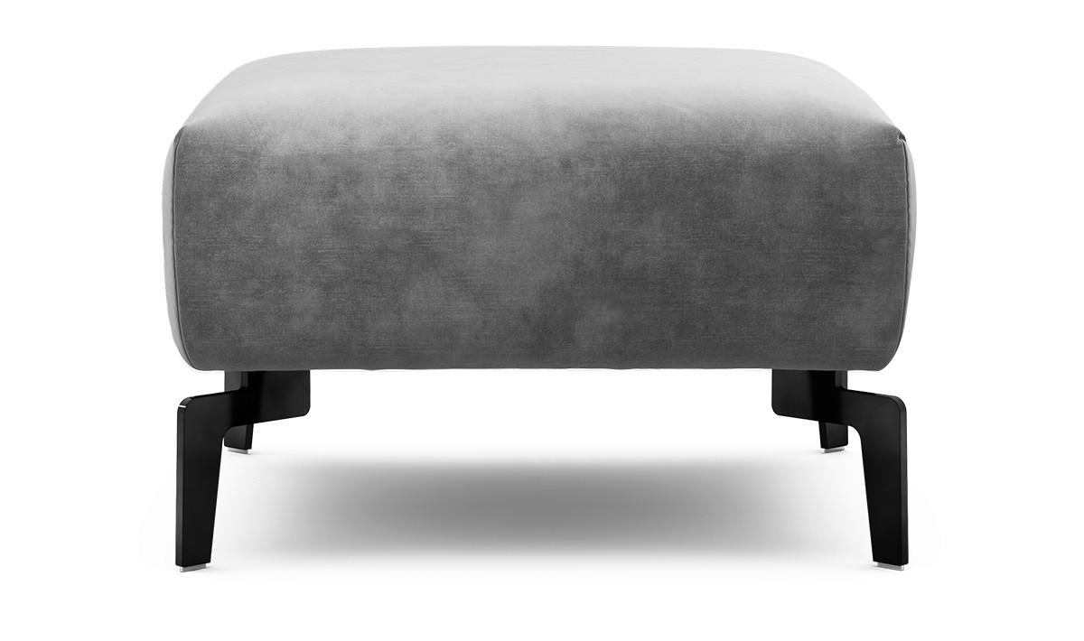 HOCKER Samt Hellgrau  - Hellgrau/Schwarz, Design, Textil/Metall (70/70/46cm) - SENSOO
