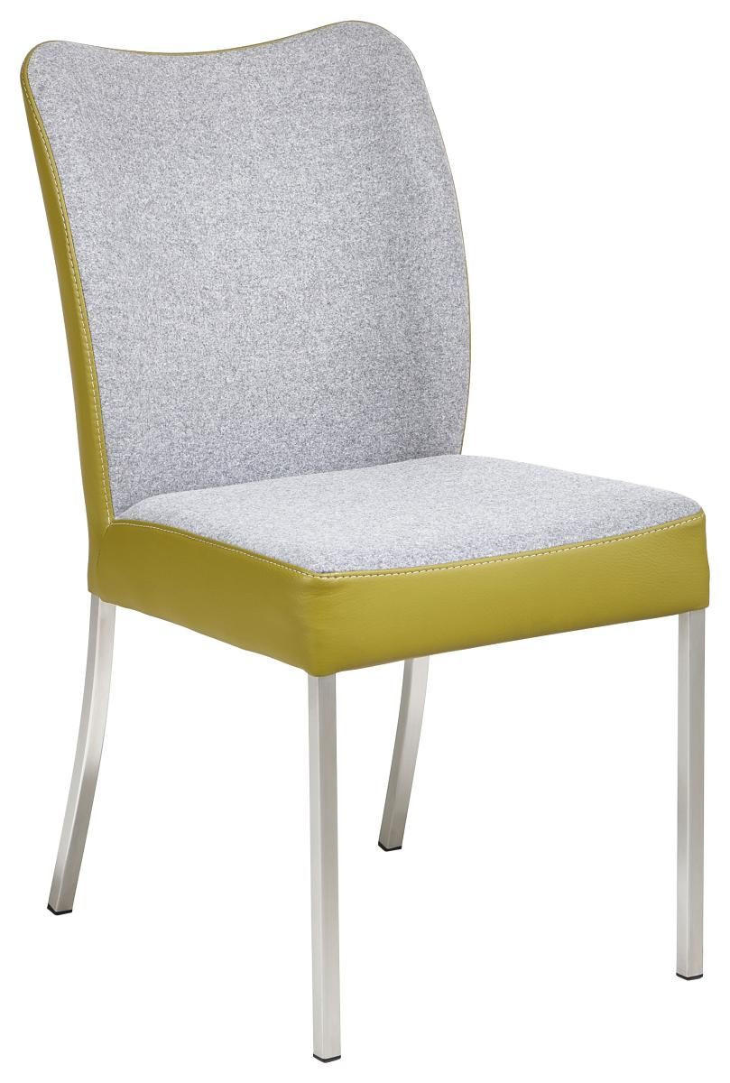 STUHL Echtleder Grau, Grün  - Grau/Grün, Design, Leder/Textil (47/89/63cm) - Bert Plantagie