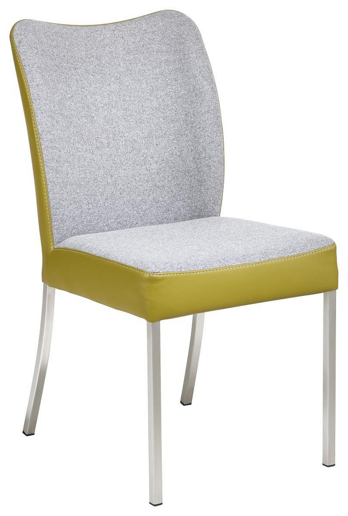 STUHL Echtleder Grau, Grün  - Grau/Grün, Design, Leder/Textil (47/89/63cm) - Bert Plantagie