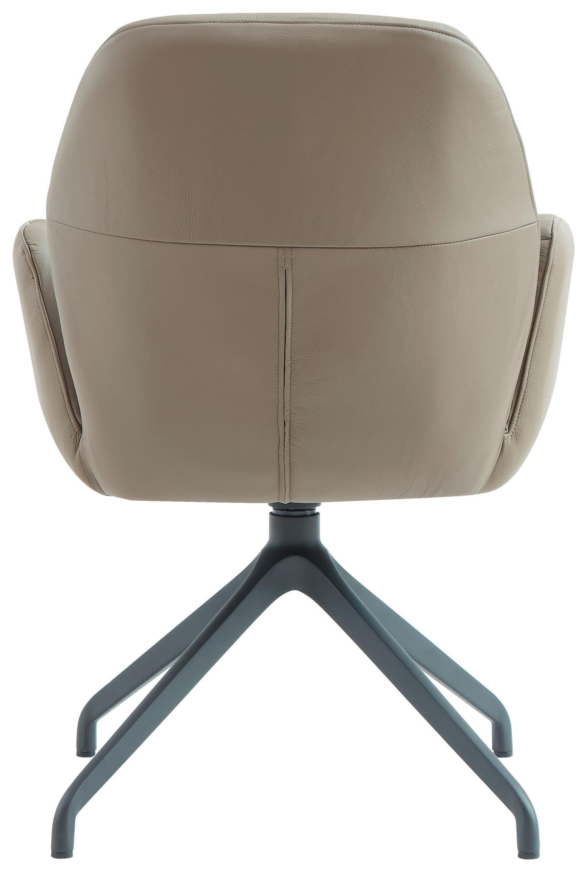 ARMLEHNSTUHL  Sitzfläche 360° drehbar, automatische Rückholfunktion  Echtleder  - Creme/Schwarz, Design, Leder/Metall (62/89/63cm) - Dieter Knoll