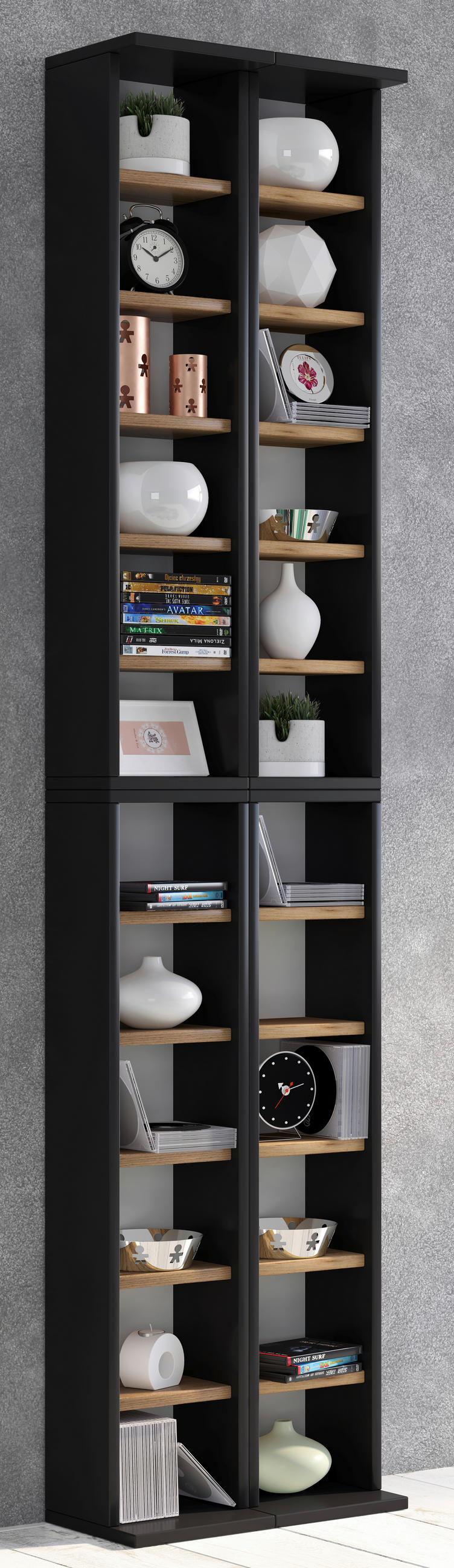 CD-REGAL - Honigeiche/Anthrazit, Design, Holzwerkstoff (42/183/20cm) - MID.YOU
