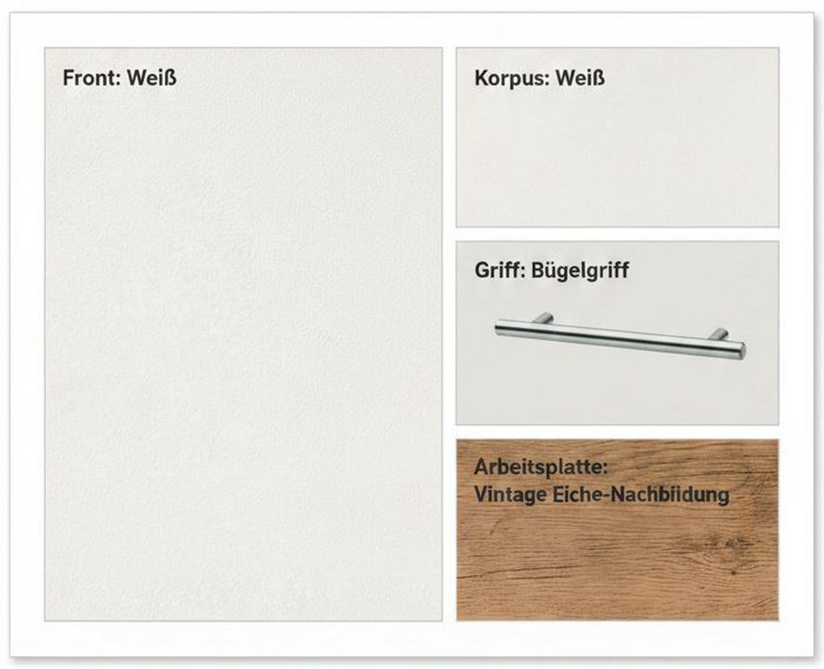 MINIKÜCHE 121,6 cm   in Weiß, Eichefarben  - Edelstahlfarben/Eichefarben, Basics, Holzwerkstoff/Metall (121,6cm) - Impuls