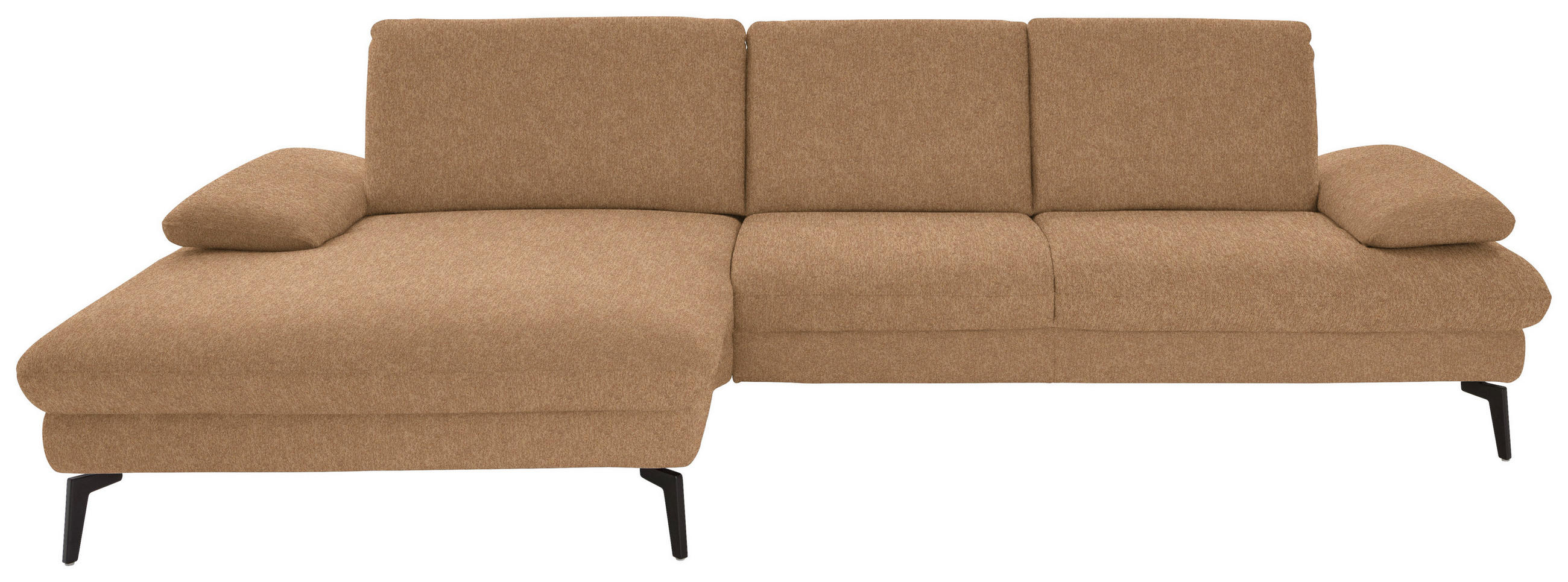 ECKSOFA in Chenille, Mikrofaser Cappuccino  - Schwarz/Cappuccino, Design, Textil/Metall (157/299cm) - Dieter Knoll