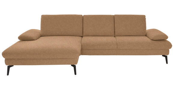 ECKSOFA in Chenille, Mikrofaser Cappuccino 157/299 cm - Schwarz/Cappuccino, Design, Textil/Metall (157/299cm) - Dieter Knoll