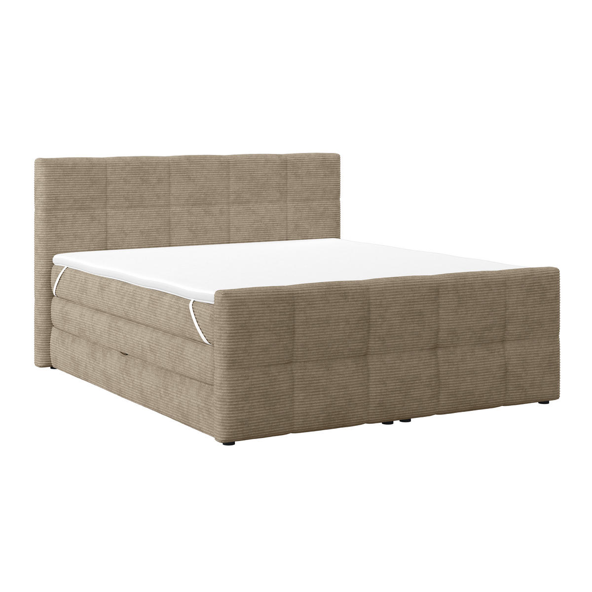 BOXSPRINGBETT 160/200 cm,  in Schlammfarben, gepolstertes Kopfteil, Bettkasten, Topper, Matratzen, H4 + H4 = sehr fest  - Schlammfarben, KONVENTIONELL, Holz/Holzwerkstoff (160/200cm)