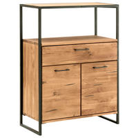KOMMODE , 80/108/39 cm, 1 Schublade(n)  - Eichefarben/Schwarz, Design, Holz/Metall (80/108/39cm) - Linea Natura