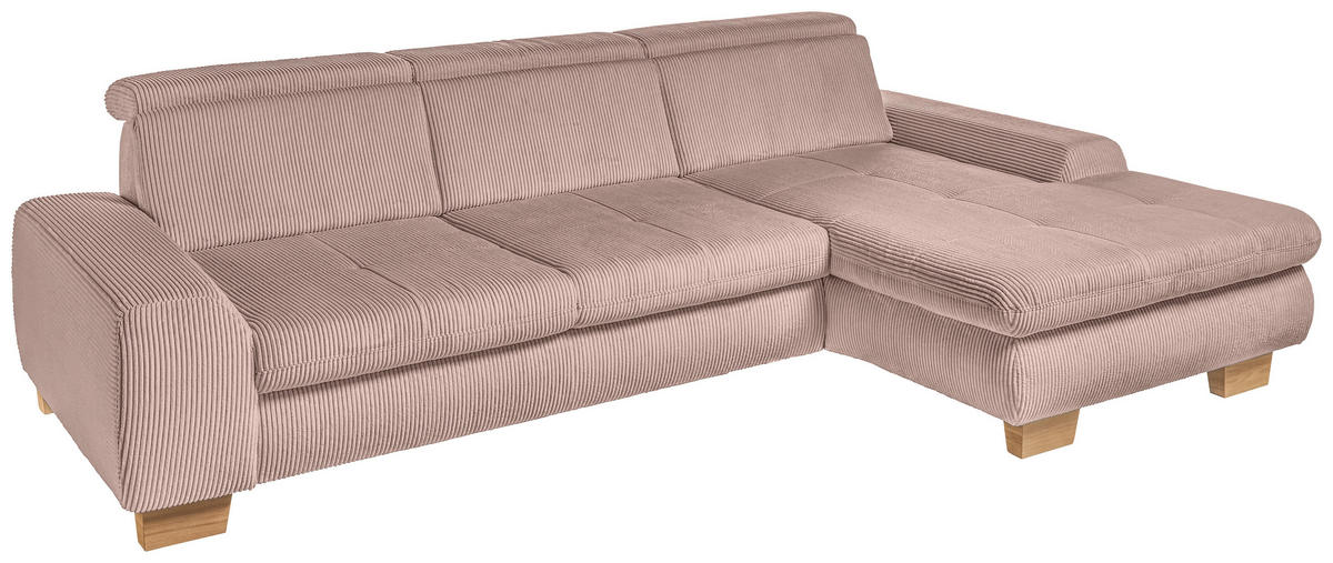 ECKSOFA Rosa Cord  - Eiche Bianco/Rosa, KONVENTIONELL, Holz/Textil (307/195cm) - SetOne by Musterring