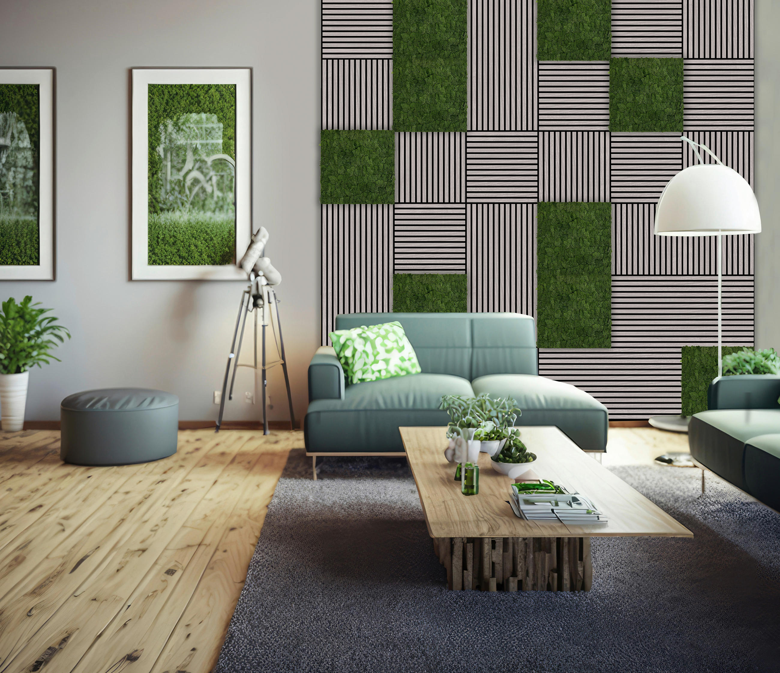 AKUSTIKPANEEL Modular Wall System Design Moos 52/52/4 cm  - Grün, KONVENTIONELL, Naturmaterialien (52/52/4cm) - Jangal