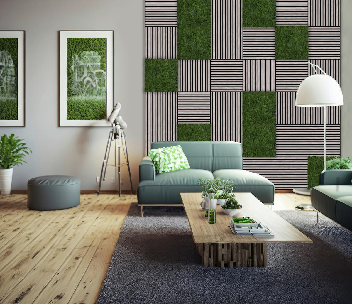 AKUSTIKPANEEL Modular Wall System Design Moos 52/52/4 cm  - Grün, KONVENTIONELL, Naturmaterialien (52/52/4cm) - Jangal