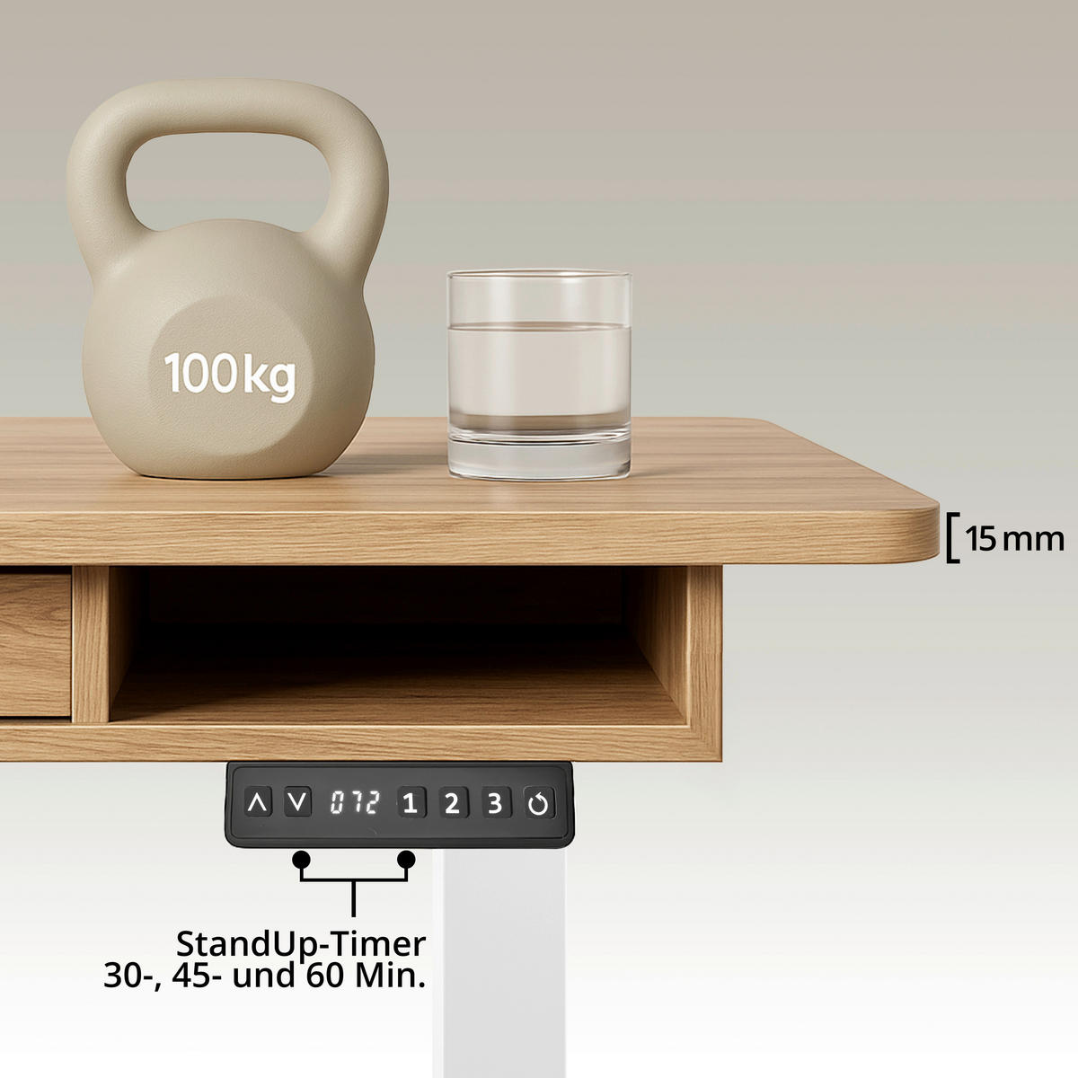 SCHREIBTISCH 120/60/72-110 cm  in Weiß, Eichefarben  - Eichefarben/Weiß, MODERN, Holz/Metall (120/60/72-110cm) - MID.YOU