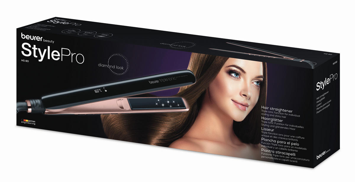 HAARGLÄTTER  - Schwarz, Basics, Kunststoff (6.5/12.5/39.5cm) - Beurer