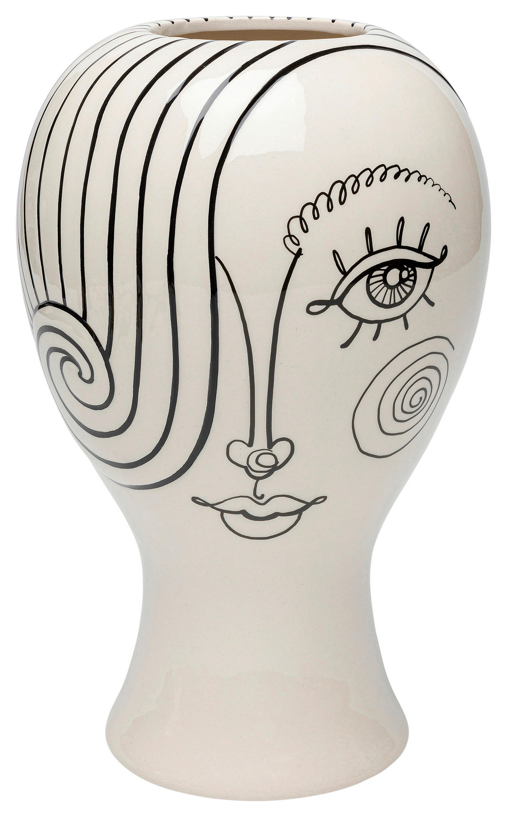 VASE 30 cm  - Weiß Hochglanz/Schwarz, KONVENTIONELL, Keramik (19/30/19cm) - Kare-Design