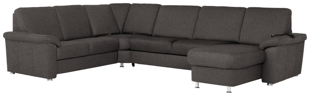 WOHNLANDSCHAFT Dunkelgrau Flachgewebe  - Chromfarben/Dunkelgrau, KONVENTIONELL, Textil/Metall (240/336/163cm) - Beldomo System