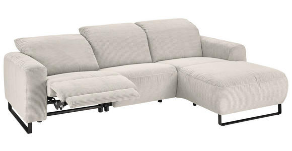 ECKSOFA Creme Cord  - Creme/Schwarz, KONVENTIONELL, Textil/Metall (266/180cm) - Hom`in