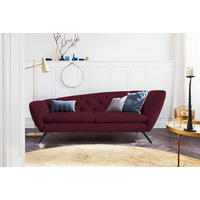 CHESTERFIELD-SOFA in Mikrofaser Schwarz, Beere  - Beere/Schwarz, Design, Textil/Metall (223/84/90cm) - Pure Home Lifestyle