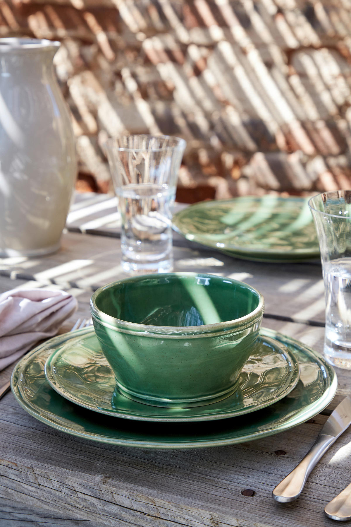 KOMBISERVICE Dunkelgrün FONTANA 5-teilig 1 Personen  - Dunkelgrün, Basics, Keramik - Costa Nova