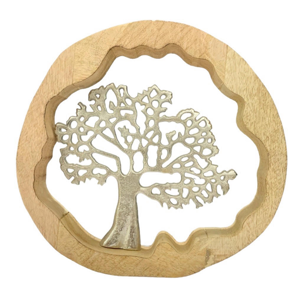 DEKOBAUM  - Silberfarben/Braun, LIFESTYLE, Holz/Metall (31/31/4,5cm) - Ambia Home