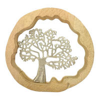 DEKOBAUM  - Silberfarben/Braun, LIFESTYLE, Holz/Metall (31/31/4,5cm) - Ambia Home