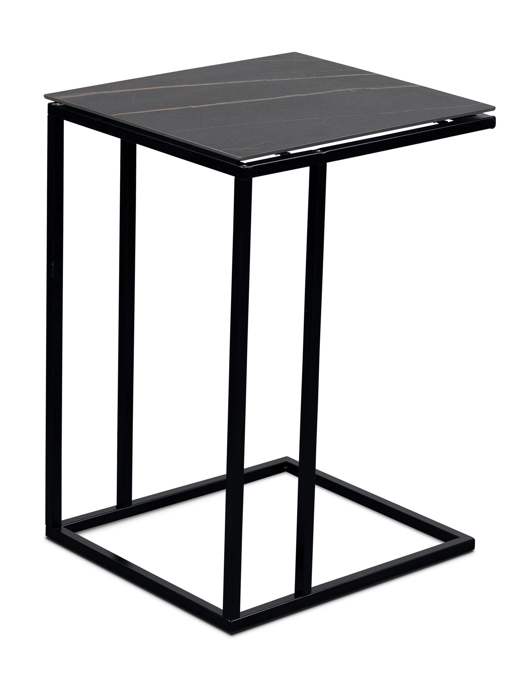 BEISTELLTISCH in Metall, Stein 38/43/62 cm  - Schwarz, Basics, Stein/Metall (38/43/62cm)