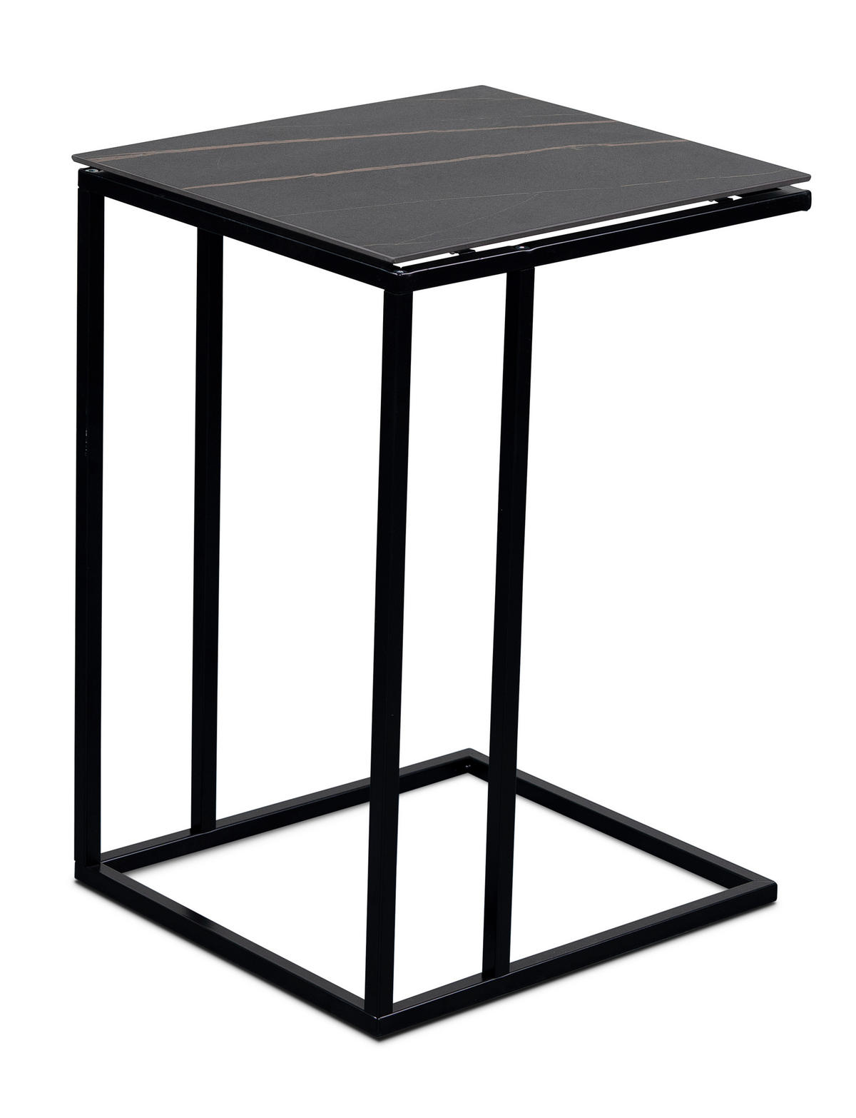 BEISTELLTISCH 38/43/62 cm Schwarz rechteckig  - Schwarz, Basics, Stein/Metall (38/43/62cm)