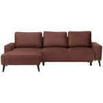 ECKSOFA in Velours Rostfarben  - Rostfarben/Schwarz, KONVENTIONELL, Holz/Textil (161/260cm) - Carryhome