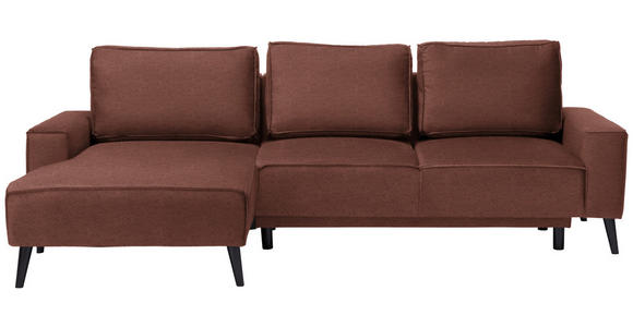 ECKSOFA in Velours Rostfarben  - Rostfarben/Schwarz, KONVENTIONELL, Holz/Textil (161/260cm) - Carryhome