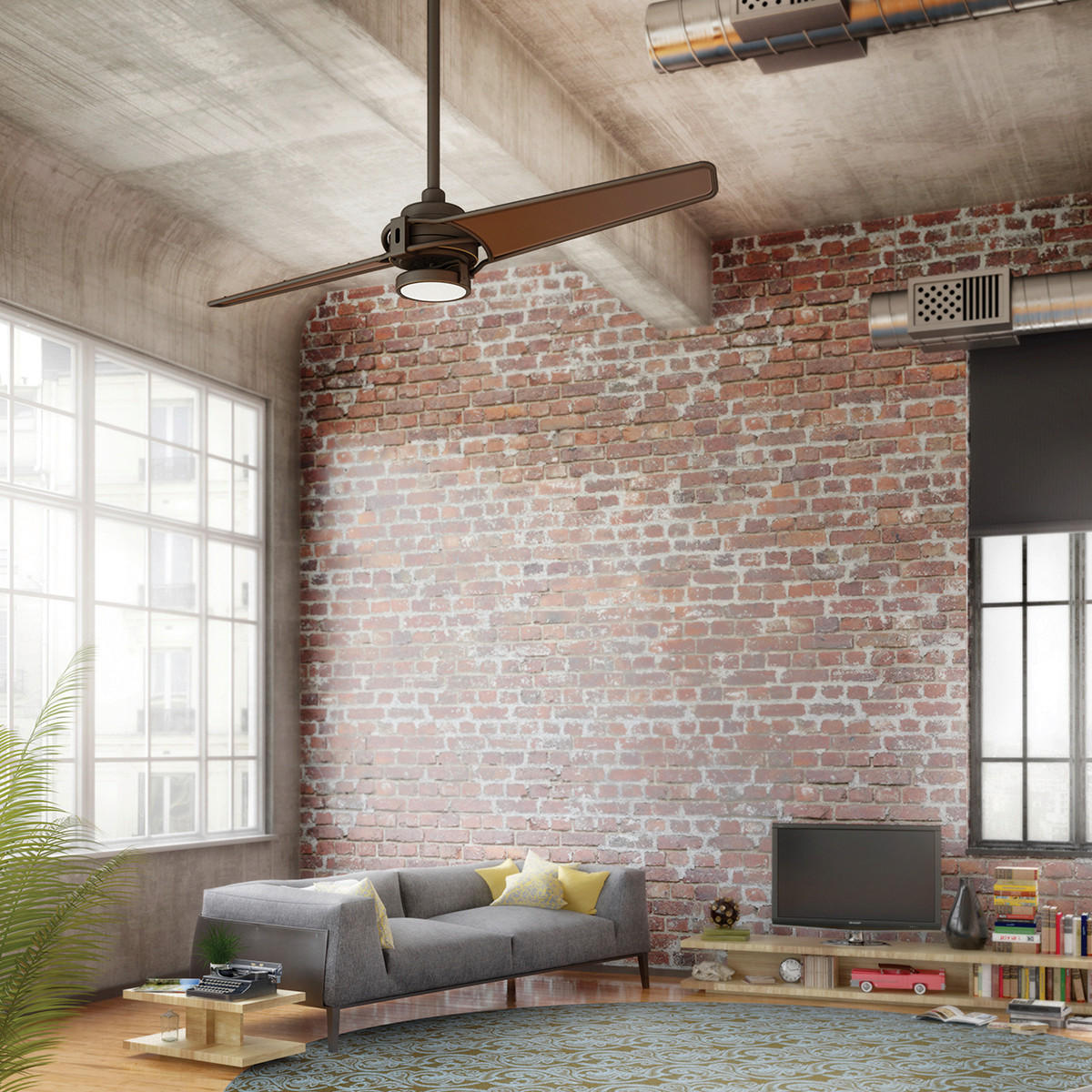 STROPNI VENTILATOR  Elstead Xety /1116 lm/3000 K// - barve brona, Design, kovina/umetna masa (142/35cm)