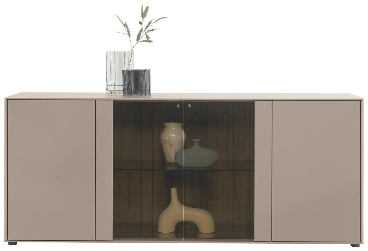 SIDEBOARD Buchefarben, Sandfarben  196/81/46 cm  - Sandfarben/Buchefarben, Design, Glas/Holz (196/81/46cm) - Johann Jakob