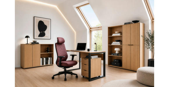 AKTENSCHRANK Eiche furniert, massiv Eichefarben  - Eichefarben, Natur, Holz/Holzwerkstoff (73/189/38cm) - Linea Natura