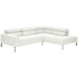 ECKSOFA Weiß Flachgewebe  - Chromfarben/Weiß, KONVENTIONELL, Textil/Metall (282/224cm) - Hom`in