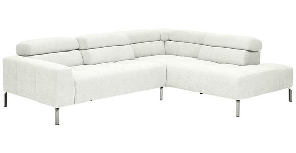 ECKSOFA Weiß Flachgewebe - Chromfarben/Weiß, KONVENTIONELL, Textil/Metall (282/224cm) - Hom`in