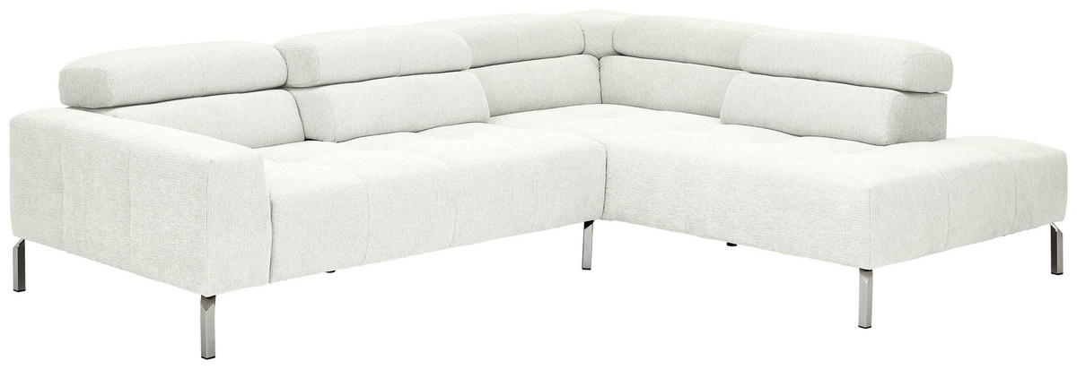 ECKSOFA Weiß Flachgewebe  - Chromfarben/Weiß, KONVENTIONELL, Textil/Metall (282/224cm) - Hom`in