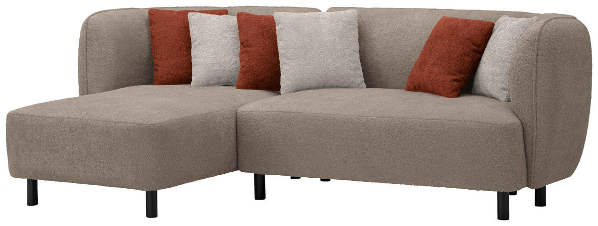 ECKSOFA in Chenille Braun  148/236 cm  - Sandfarben/Rostfarben, Design, Holz/Textil (148/236cm) - Lomoco