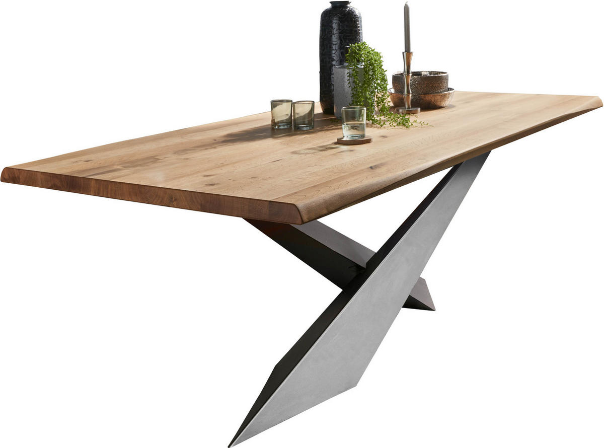 ESSTISCH in Holz 220/100/75 cm  - Wildeiche/Schwarz, LIFESTYLE, Holz/Metall (220/100/75cm) - Linea Natura