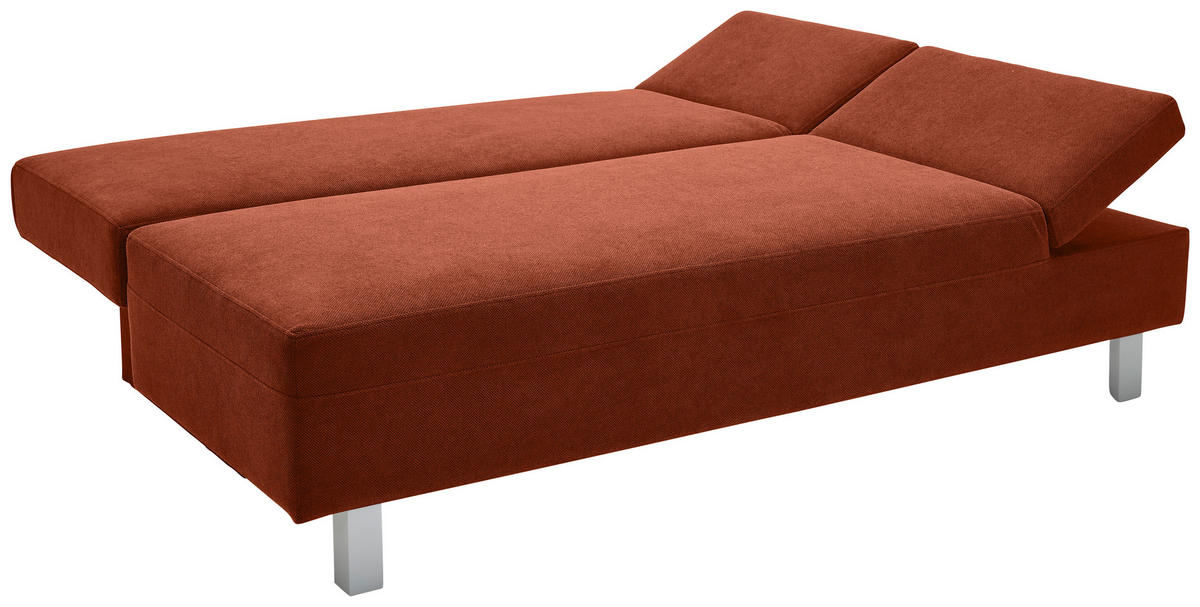 SCHLAFSOFA in Flachgewebe Kupferfarben  - Chromfarben/Kupferfarben, Design, Holz/Textil (205/77-93/99cm) - Novel