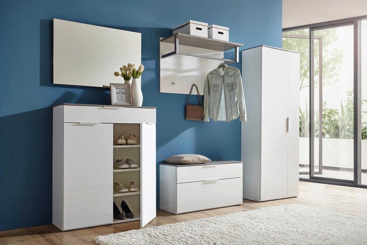 GARDEROBENPANEEL  in 90/60/35 cm  - Weiß/Grau, Design, Holzwerkstoff/Metall (90/60/35cm) - Carryhome