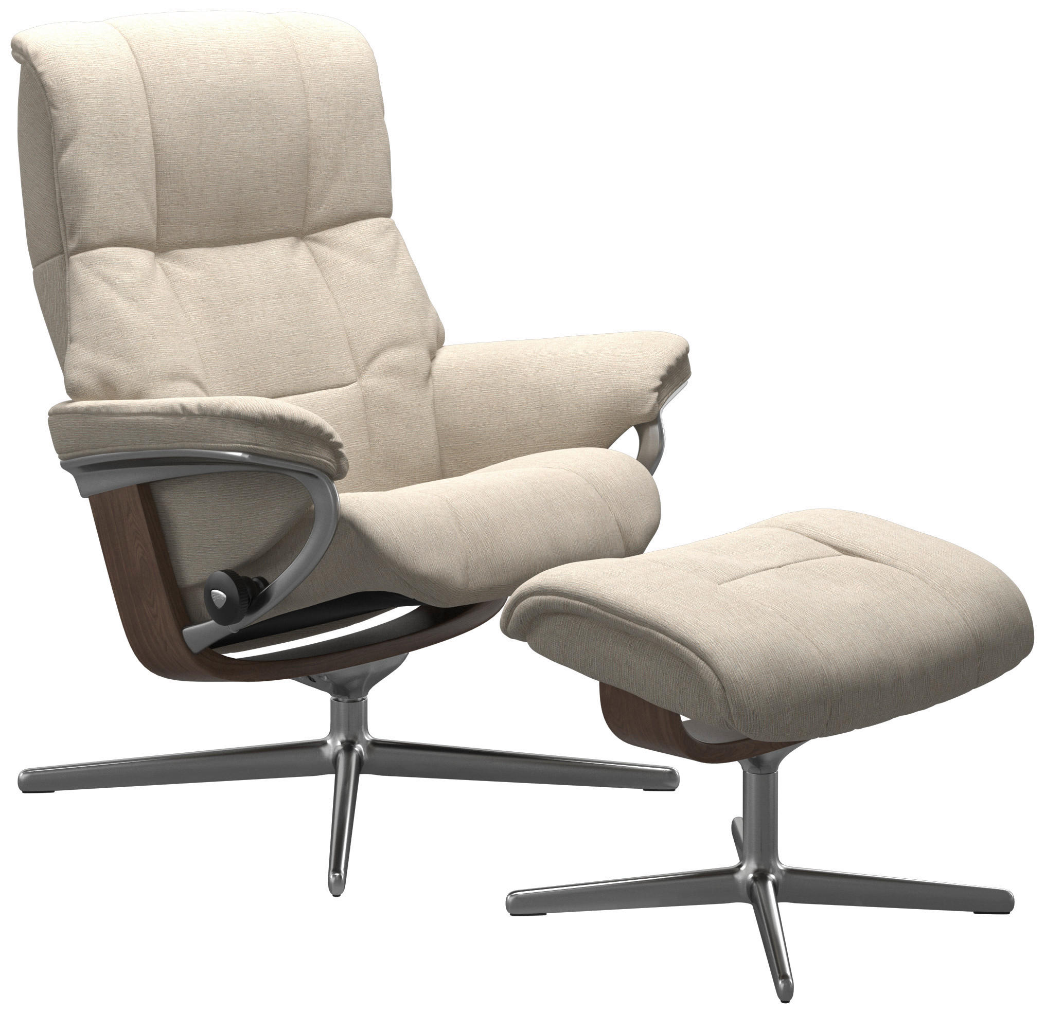 RELAXSESSELSET Mikrofaser Relaxfunktion, Hocker - Beige, Design, Holz/Textil (83/102/74cm) - Stressless