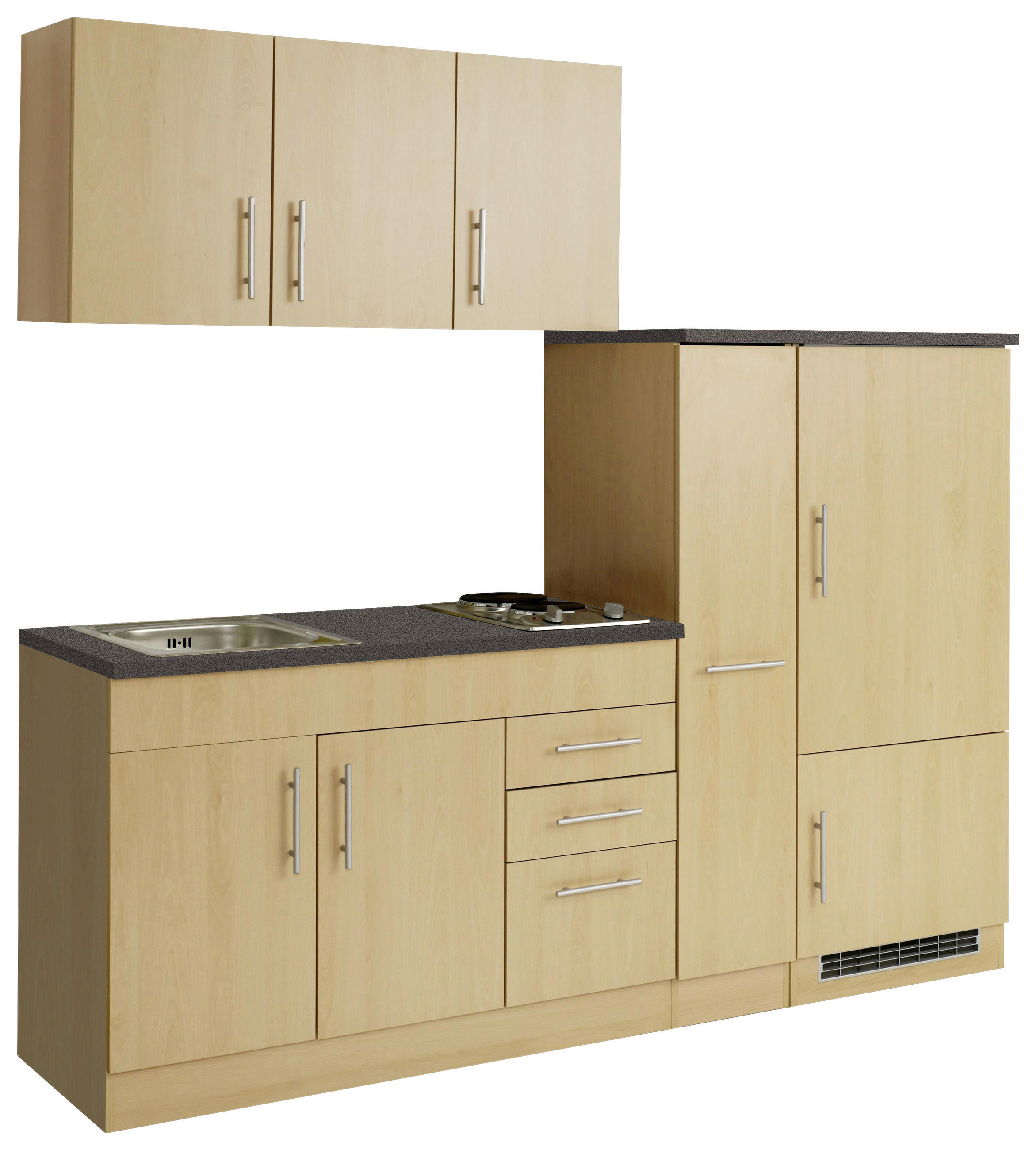 KÜCHENBLOCK 210 cm   in Buchefarben  - Chromfarben/Buchefarben, Modern, Holzwerkstoff/Metall (210cm) - Held
