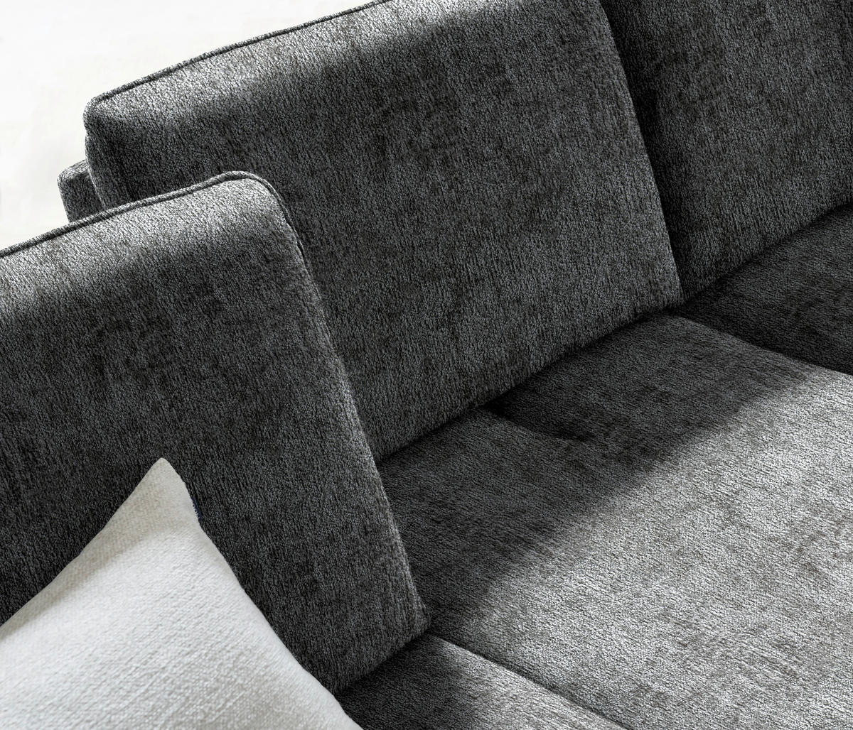 ECKSOFA in Chenille Anthrazit  - Anthrazit, Design, Textil/Metall (310/160cm) - Joop!