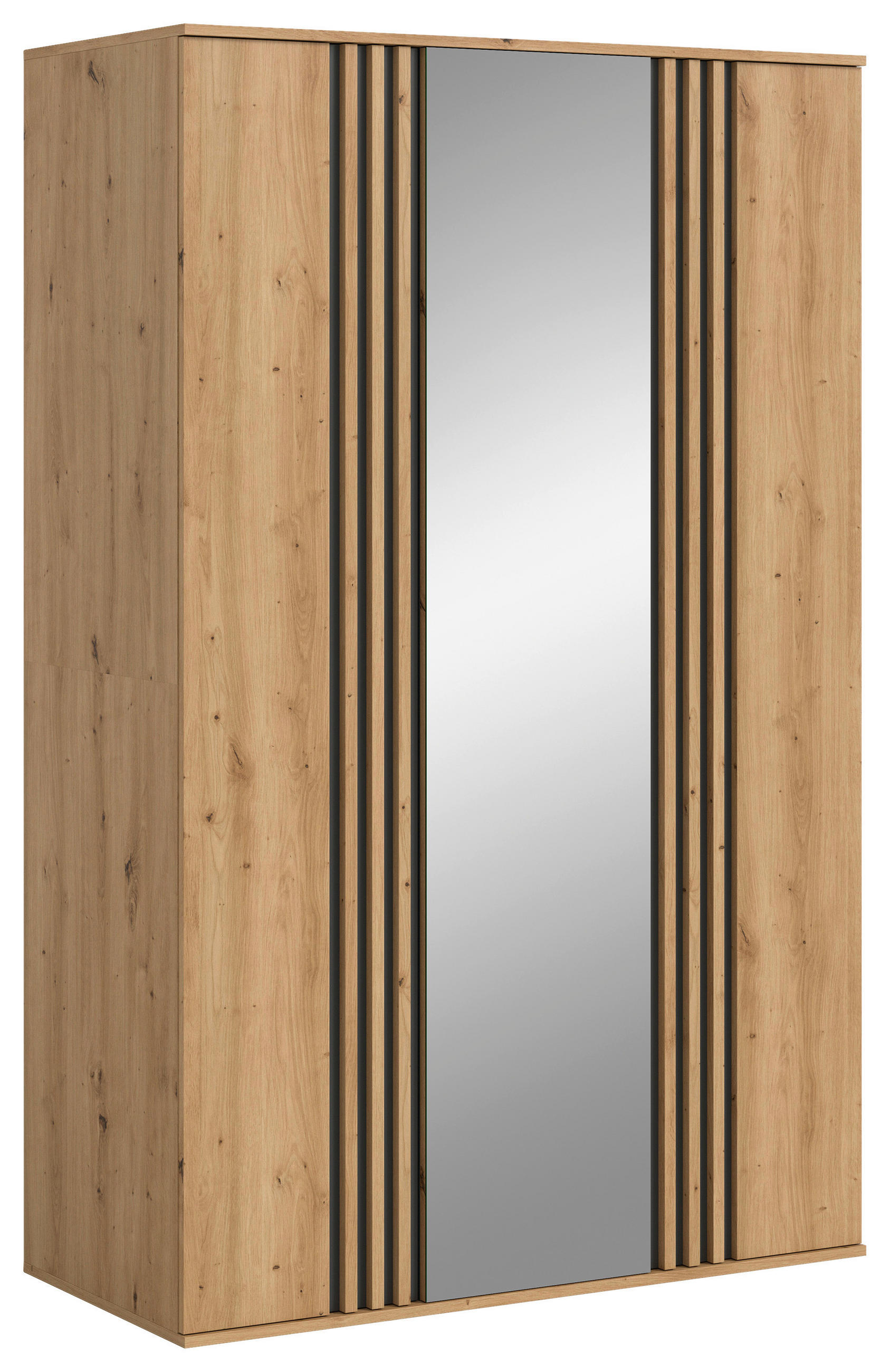 DREHTÜRENSCHRANK 120/192/56 cm,  in Anthrazit, Eiche Artisan, 3-türig  - Anthrazit/Eiche Artisan, ROMANTIK / LANDHAUS, Holzwerkstoff (120/192/56cm) - Livetastic