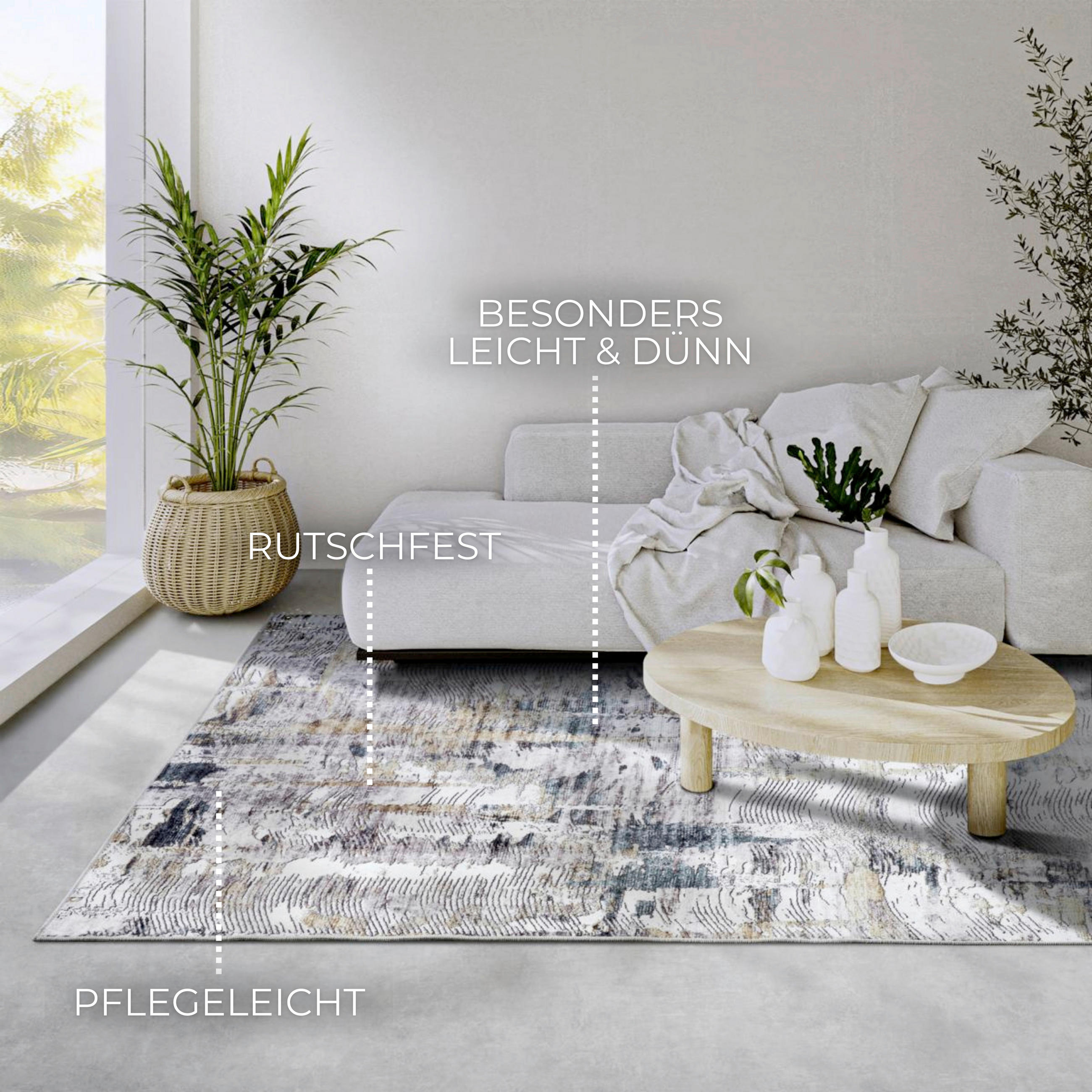 FLACHWEBETEPPICH 200/290 cm Imagination Blau, Goldfarben  - Blau/Goldfarben, Design, Kunststoff (200/290cm)