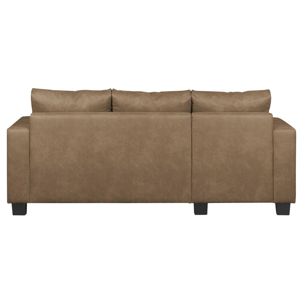 Thumbnail - Mid.you Ecksofa, Schlamm, Textil, Erle, Hartholz, 3-Sitzer, Füllung: Schaumstoffflocken, Ottomane links, L-Form, 200x144...