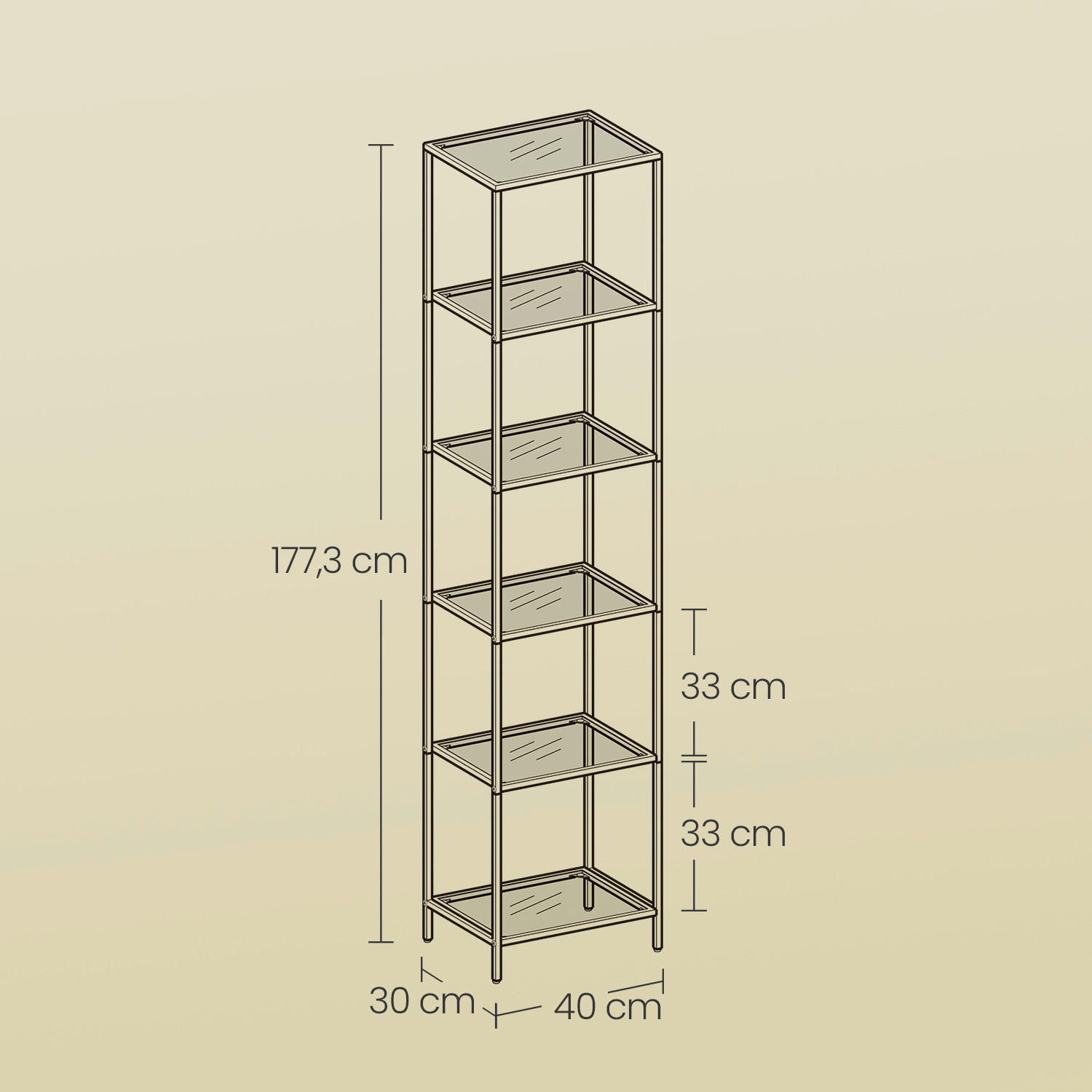 Thumbnail - Mid.you Regal, Grau, Schwarz, Metall, Glas, 40x177.3x30 cm, Wohnzimmer, Regale, Bücherregale