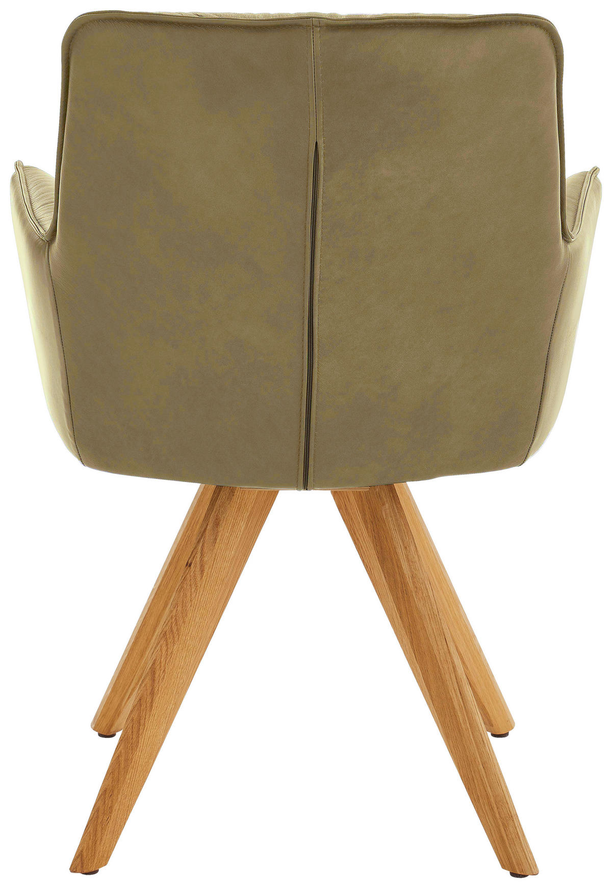 ARMLEHNSTUHL in Holz, Leder Olivgrün  - Eichefarben/Olivgrün, Design, Leder/Holz (59/89/63cm) - Dieter Knoll