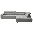 ECKSOFA Grau Feincord  - Schwarz/Grau, KONVENTIONELL, Kunststoff/Textil (311/219cm) - Hom`in