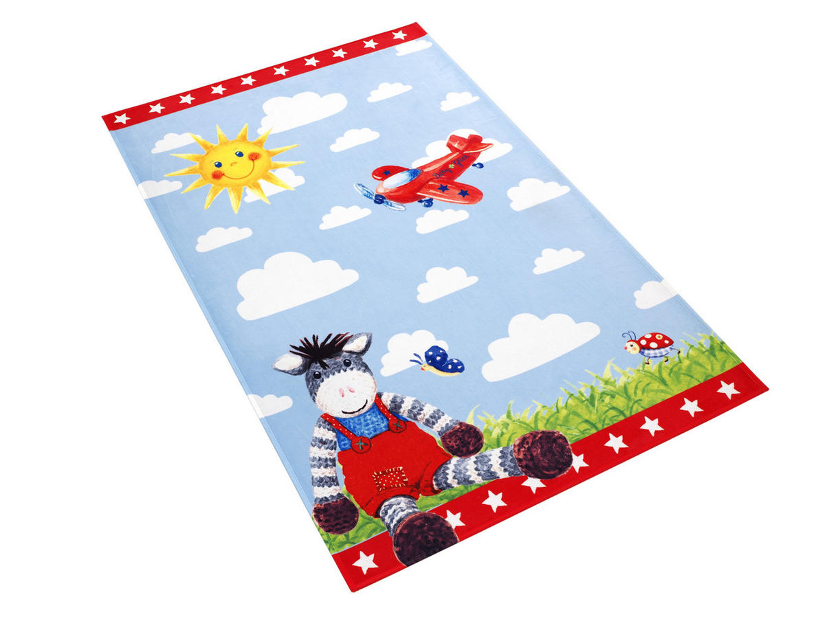 KINDERTEPPICH 100/160 cm Baby Glück  - Rot/Hellblau, Trend, Kunststoff/Textil (100/160cm)