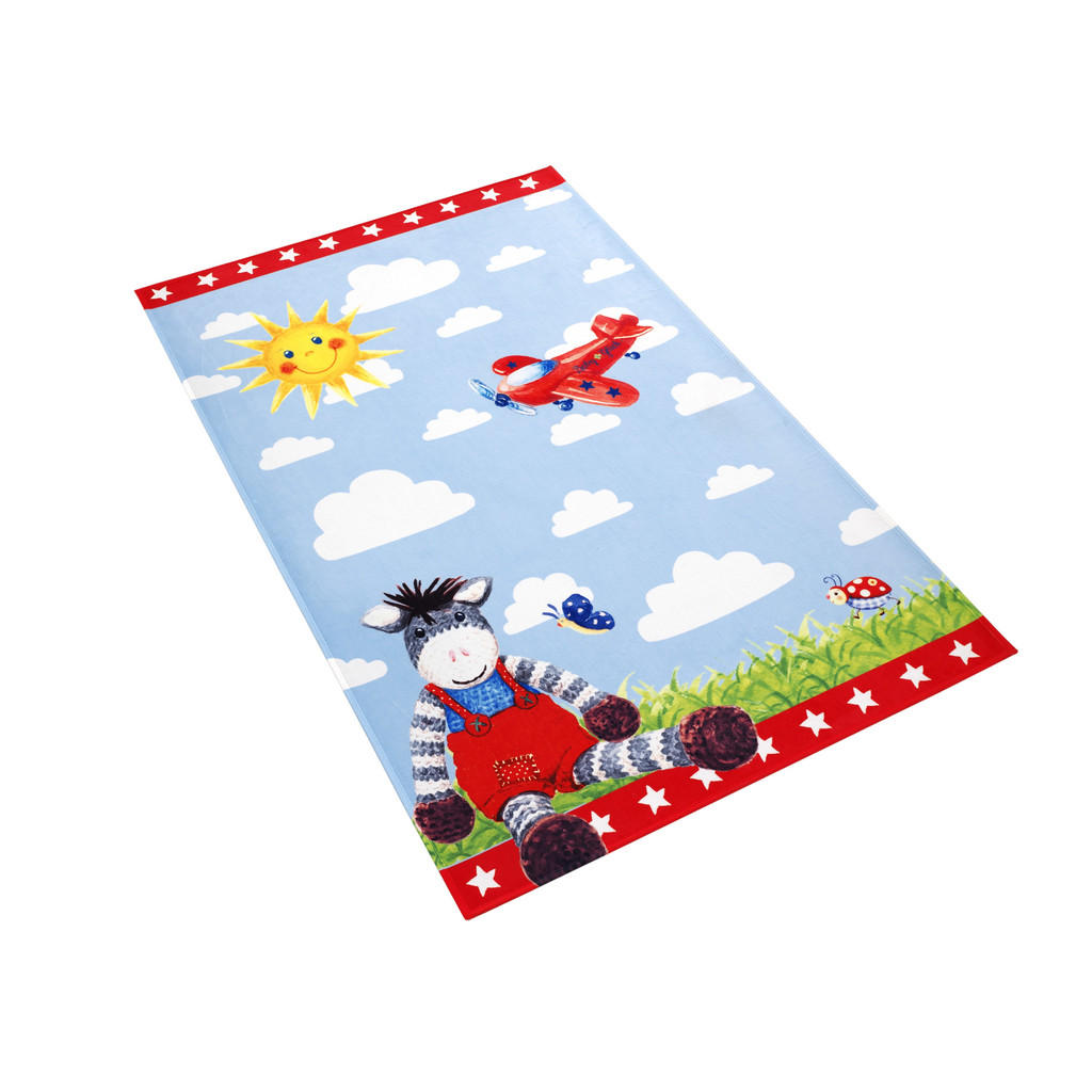 Thumbnail - Xxxl Kinderteppich Baby Glück, Rot, Hellblau, Grün, Textil, Esel, rechteckig, 100x160 cm, Oeko-Tex® Standard 100, für Fu...