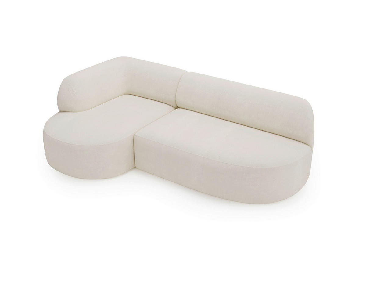 ECKSOFA Chenille Creme  - Creme/Schwarz, Design, Kunststoff/Textil (156/218cm) - Livetastic